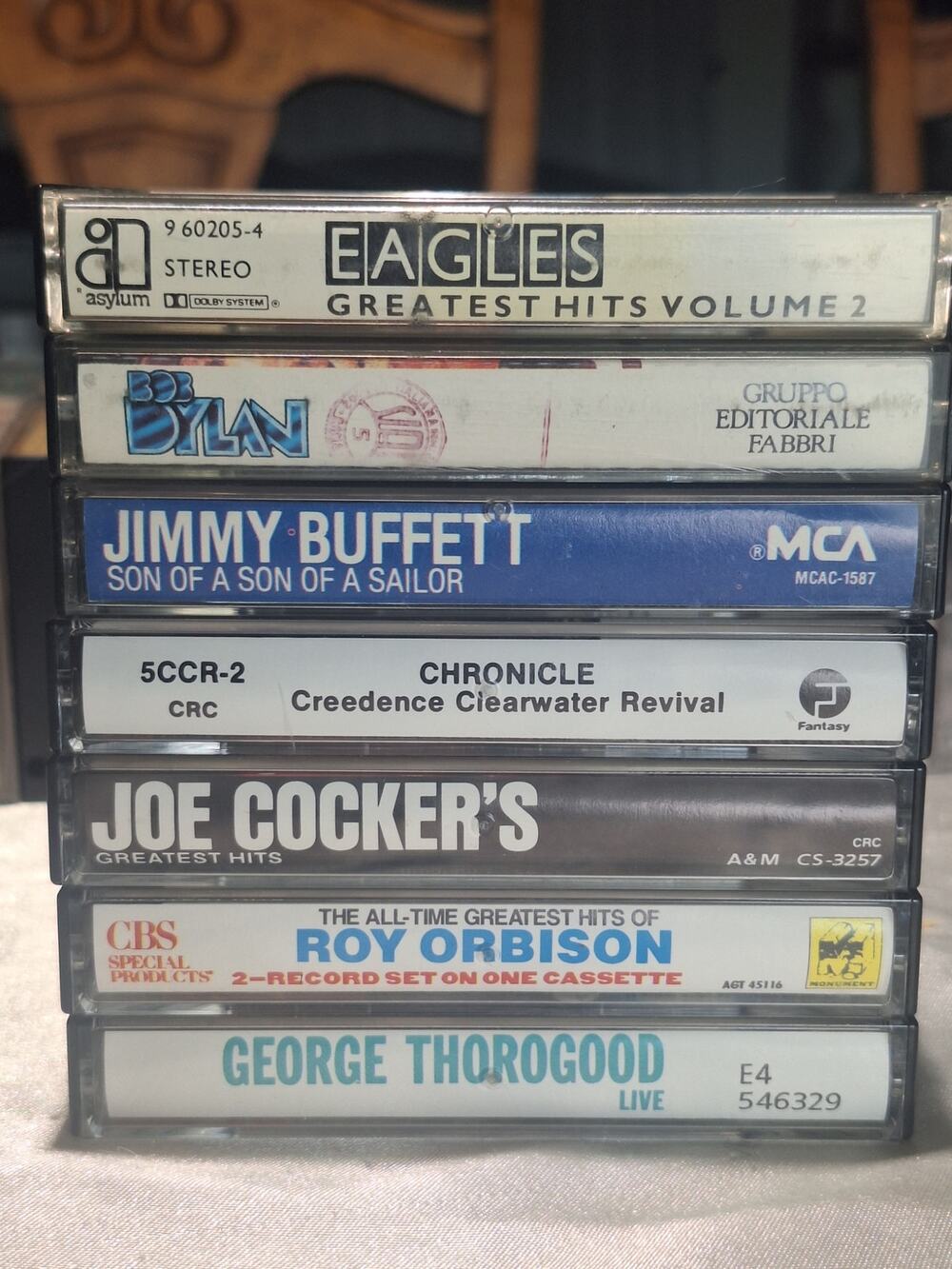 7 Rock Cassette Lot Eagles Dylan CCR Joe Cocker Orbison Buffett Thorogood